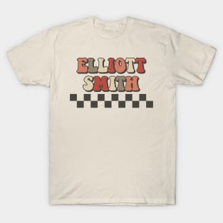 Elliott Smith Checkered Retro Groovy Style T-Shirt